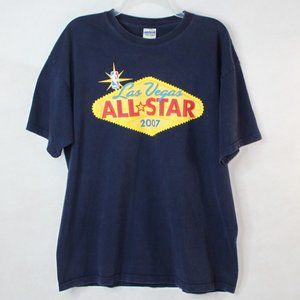 NBA BASKETBALL 2007 LAS VEGAS ALL-STAR TSHIRT SZ XL GILDAN NAVY/YELLOW COTTON